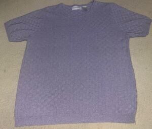 Vintage Alfred Dunner Short Sleeve Knit Sweater Top Lilac Purple Textured L XL